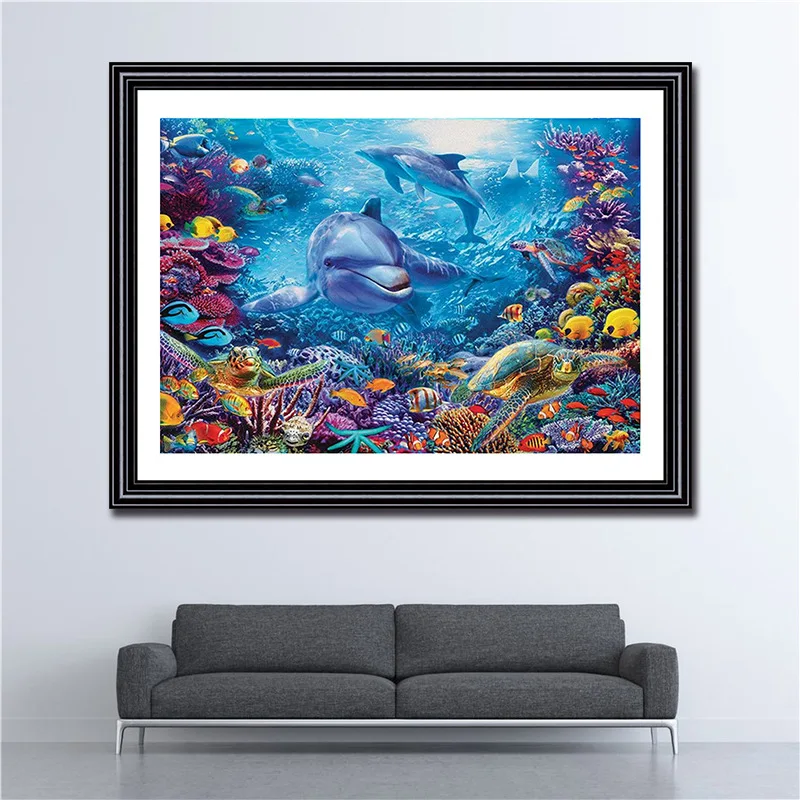 

Подводный мир 5D алмазная живопись синее море вышивка мультфильм картина Мозаика Искусство Стразы DIY Домашний Декор подарок для детей