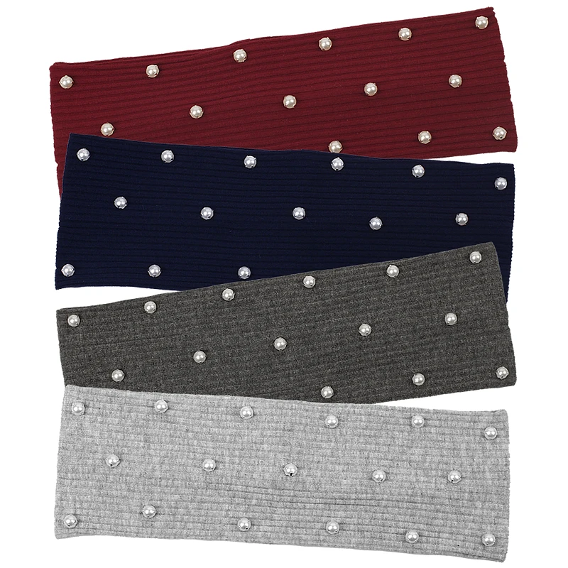 

Geebro Женская жемчужная ребристая повязка на голову аксессуары для волос полосатая эластичная хлопковая Мягкая повязка на голову Женская повязка для волос для девушек