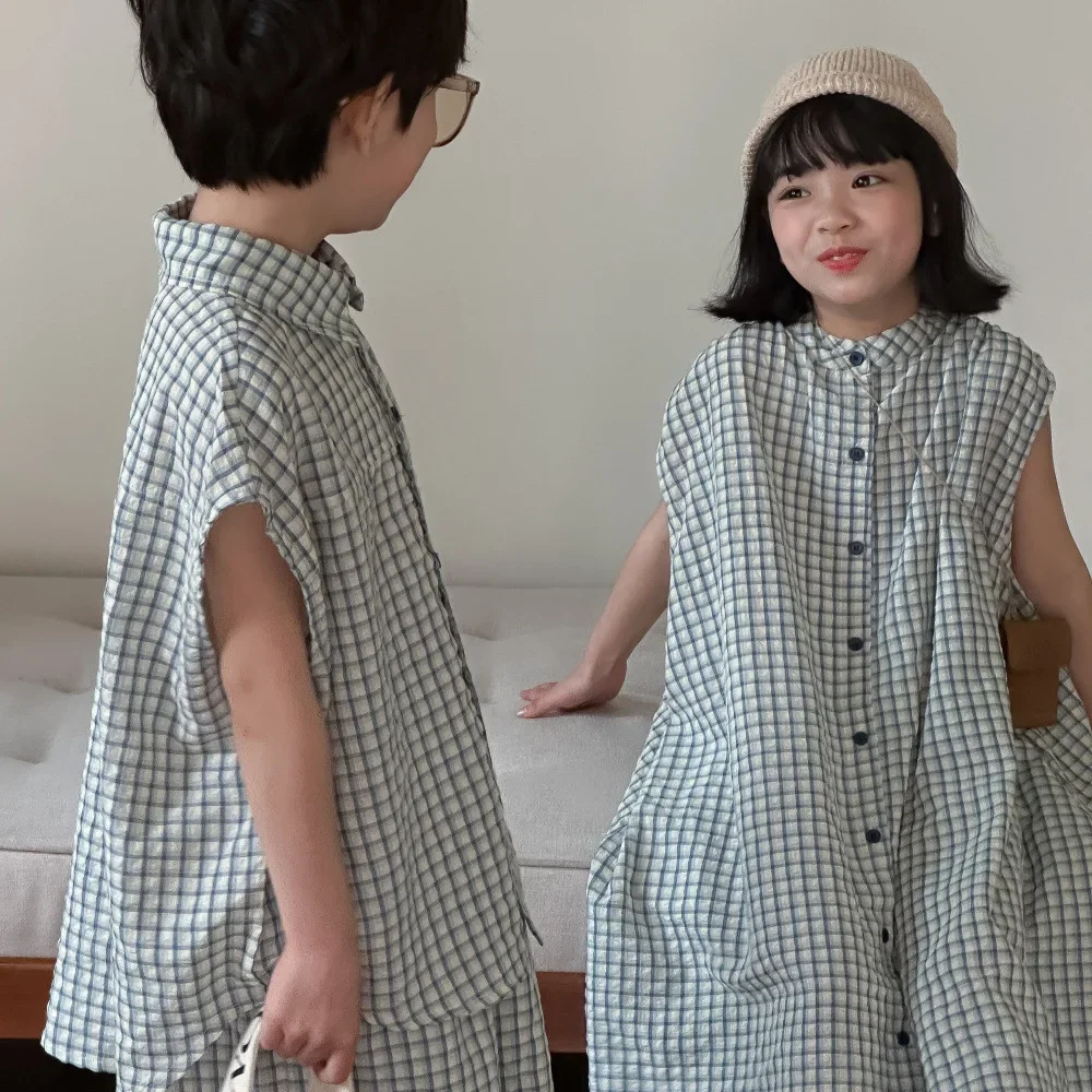 Детская одежда 2024 летний корейский костюм из двух предметов с коротким рукавом