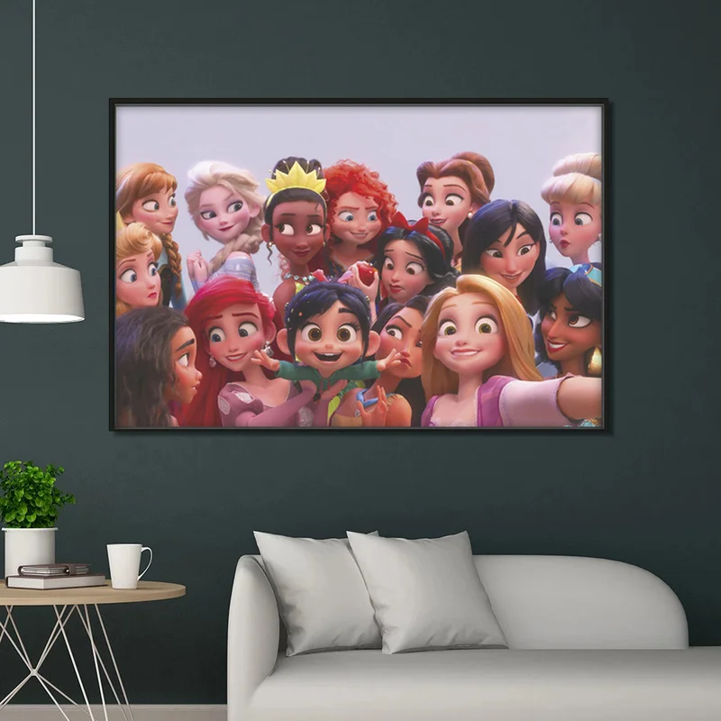 

Nordic Disney Princess Canvas Art Paintings Anna Posters and Prints Wall Art Pictures for Girl Bedroom Home Decor Unframed