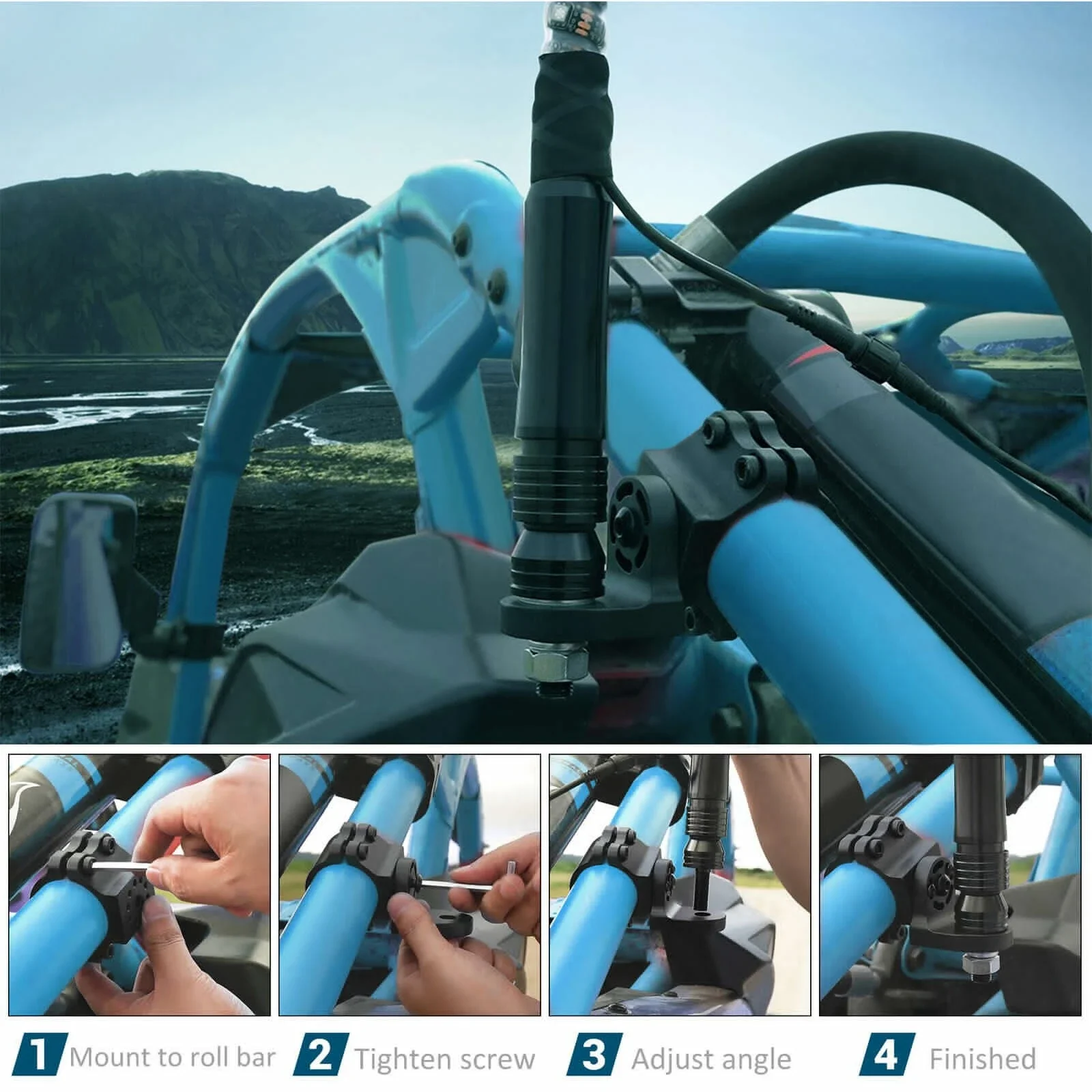 1 75-2 дюймовый флаг светильник кнут кронштейн UTV Bar Монтажный для Bomber X3 RZR 900/1000/ XP/ Pro