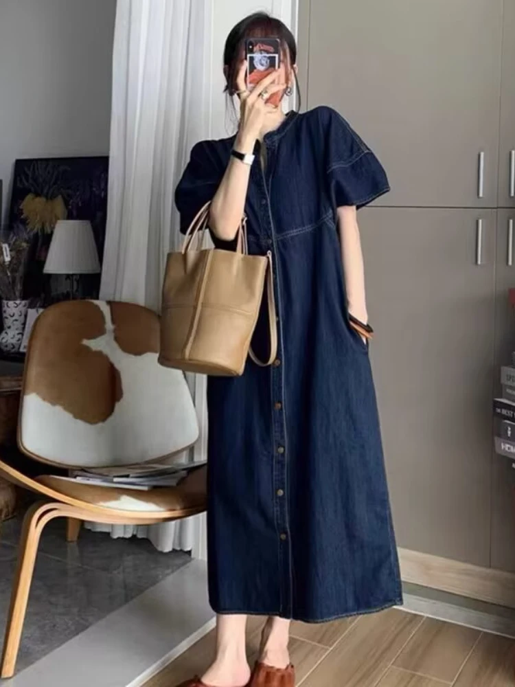 

Summer New In Dresses for Women 2023 Fashion Elegant O-neck Vintage Dress Women Clothing Streetwear LOOSE Casual Women's Dress