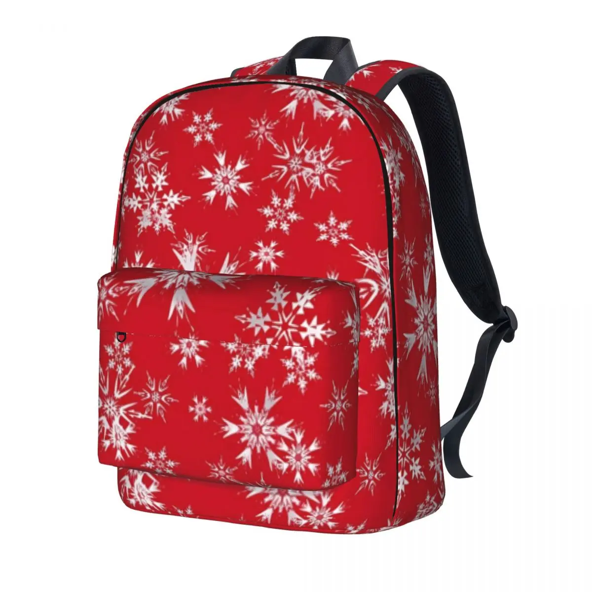 

Рюкзак с принтом в виде снежинок, рюкзаки для студентов с красным и белым узором из полиэстера, классные школьные ранцы, дизайнерский рюкзак для кемпинга