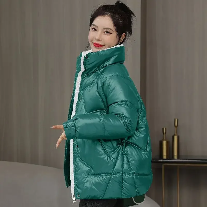 Однотонное женское пальто на молнии большая куртка одежда в корейском стиле