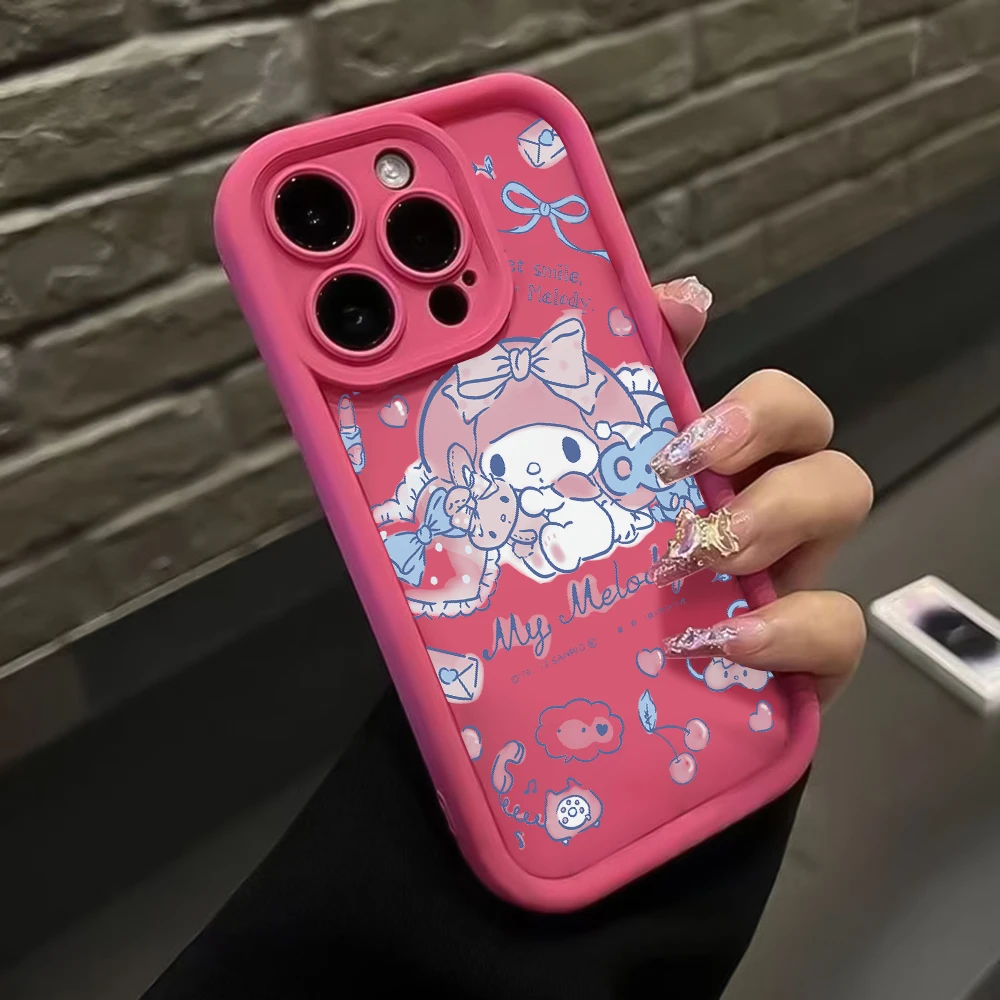 Pink My Melody Phone Case for Apple iPhone 16 15 14 Plus 13 12 11 iPhone16 Pro Max X Xs XR 8 7 SE Soft Shell TPU Cover
