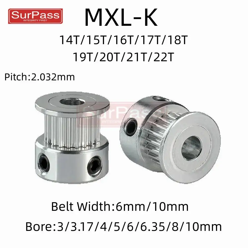 

14T/15T/16T/18T/19T/20T/21T/22 зубьев MXL, диаметр шкива ГРМ 3/3,175/4/5/6/6,35/8/10 мм для ремня шириной 6/10 мм, используемого в линейном шкиве