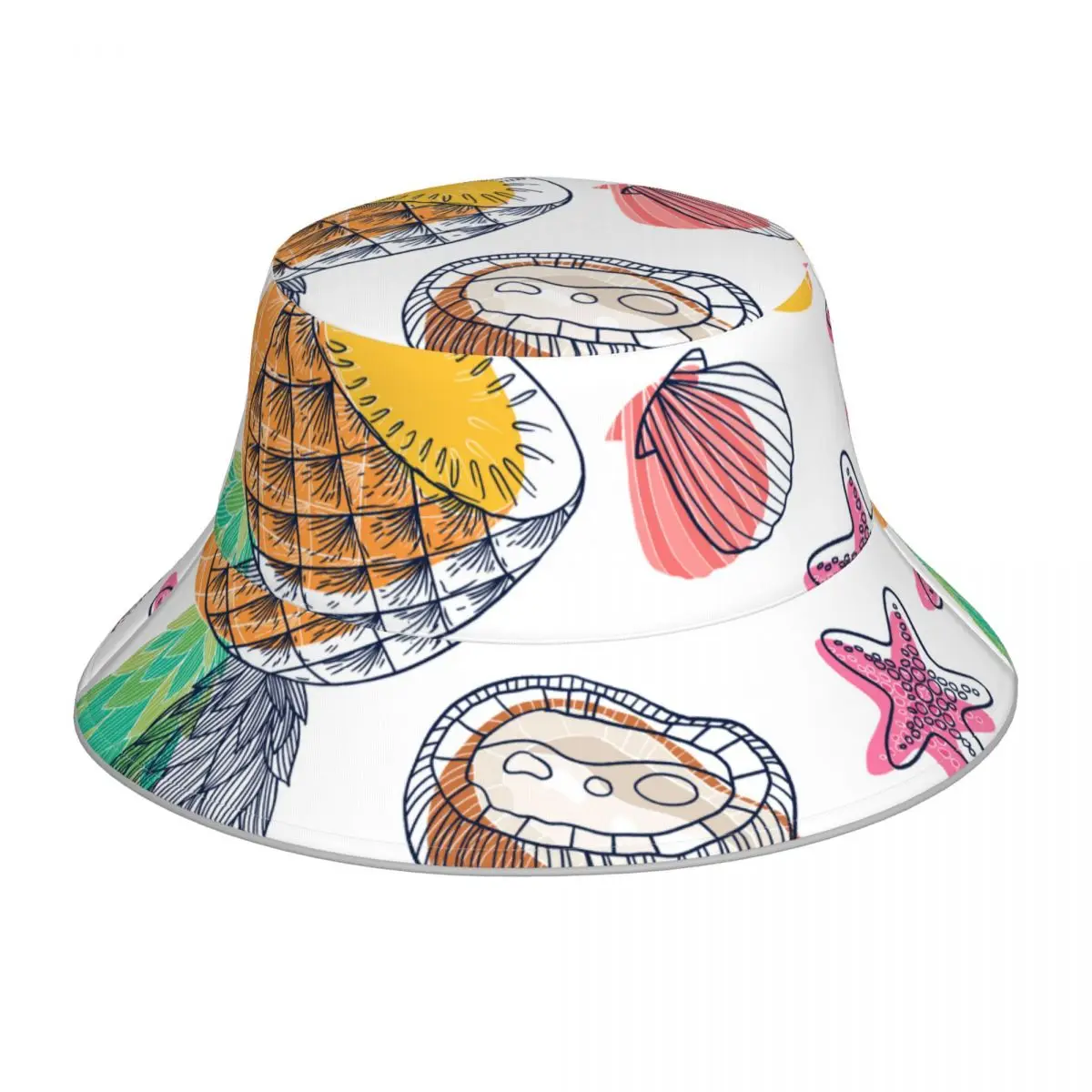 

Pineapple Starfish Reflective Bucket Hat Summer Hats Fisherman Hat Foldable Women Men Sunscreen Shade Caps