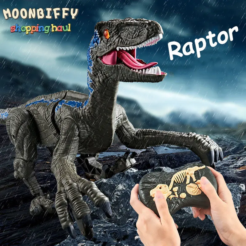 

2.4Ghz RC Simulation Dinosaur RC Velociraptor Intelligent Remote Control Dinosauria Toy With LED Light Roaring Gift for Child