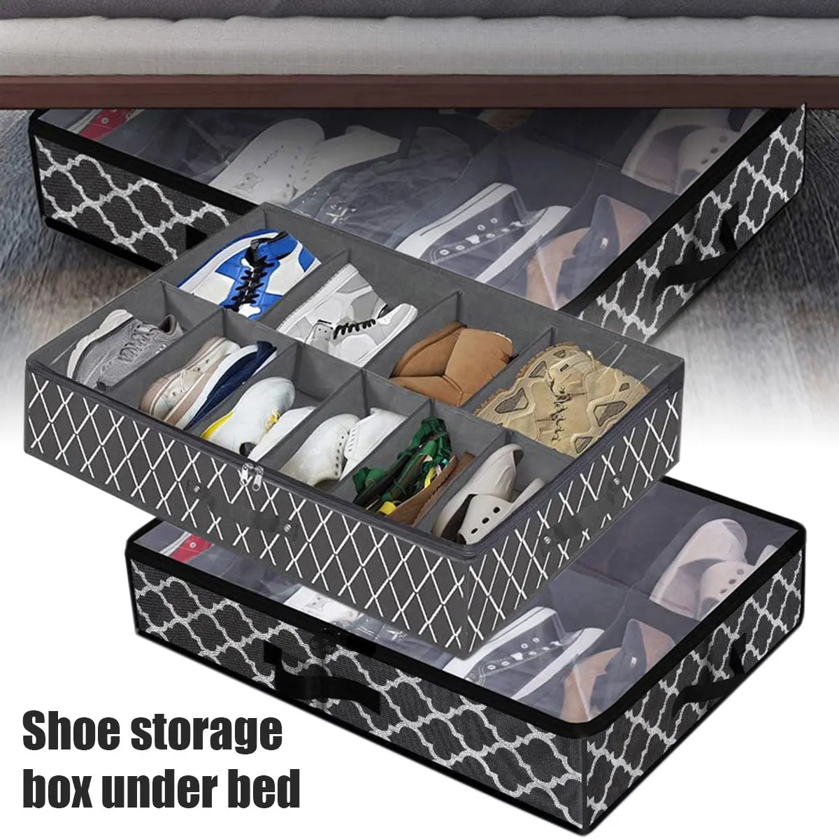 

Under Bed Storage Organiser Box Foldable Shoes Container Boxes with Cover Non-woven Home Shoes Bags