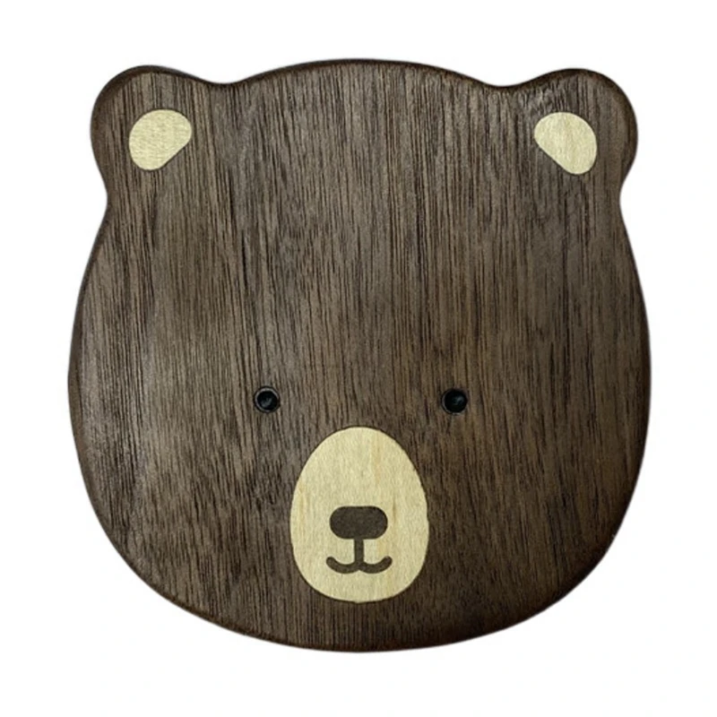 

HOT-Bear Coaster Tray Snack Tray Cute Creative Cartoon Wooden Table Tea Cup Holder Home Decoration Korean Kitchen Tools