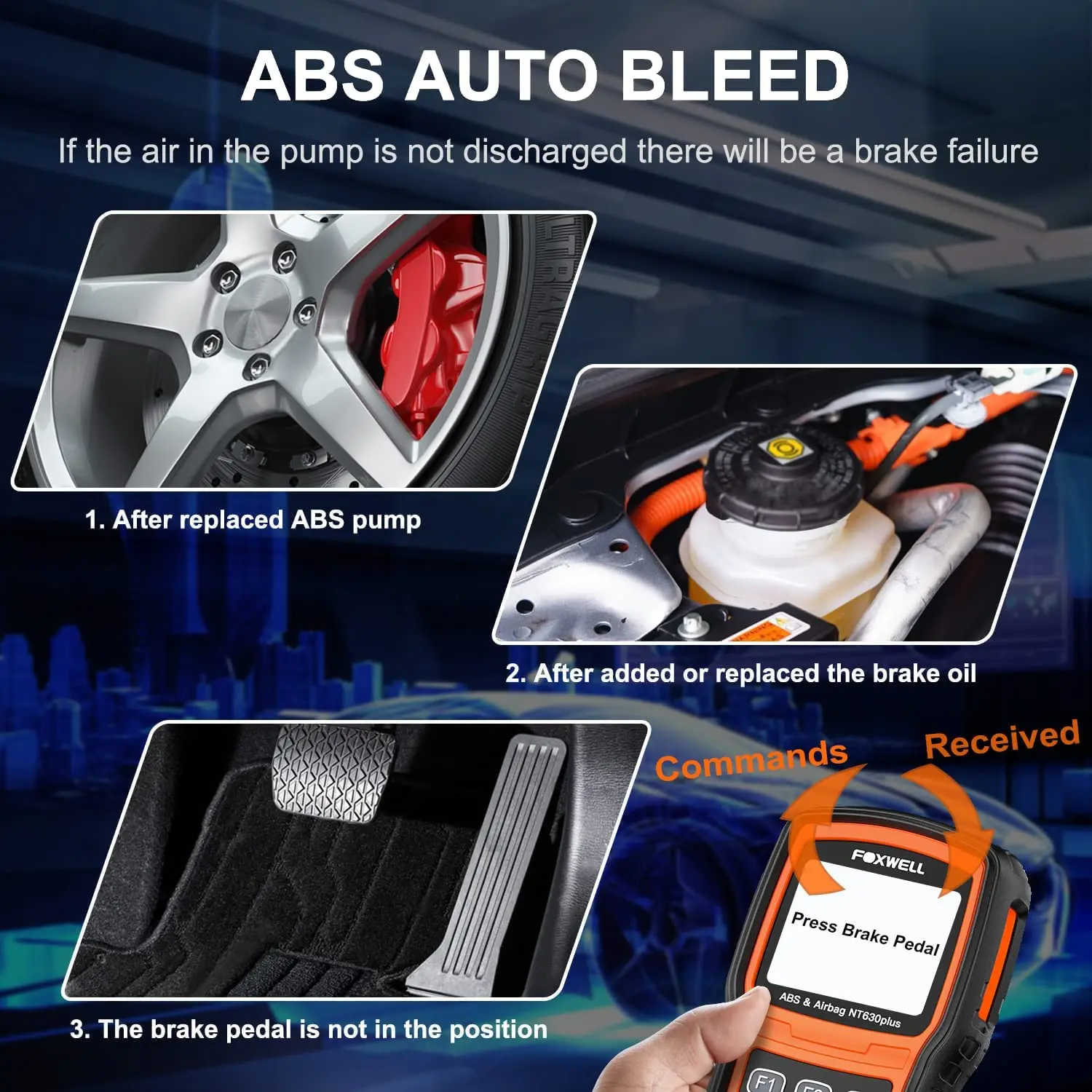 Сканер Foxwell NT630 Plus OBD2 автомобильный диагностический инструмент для ABS SRS