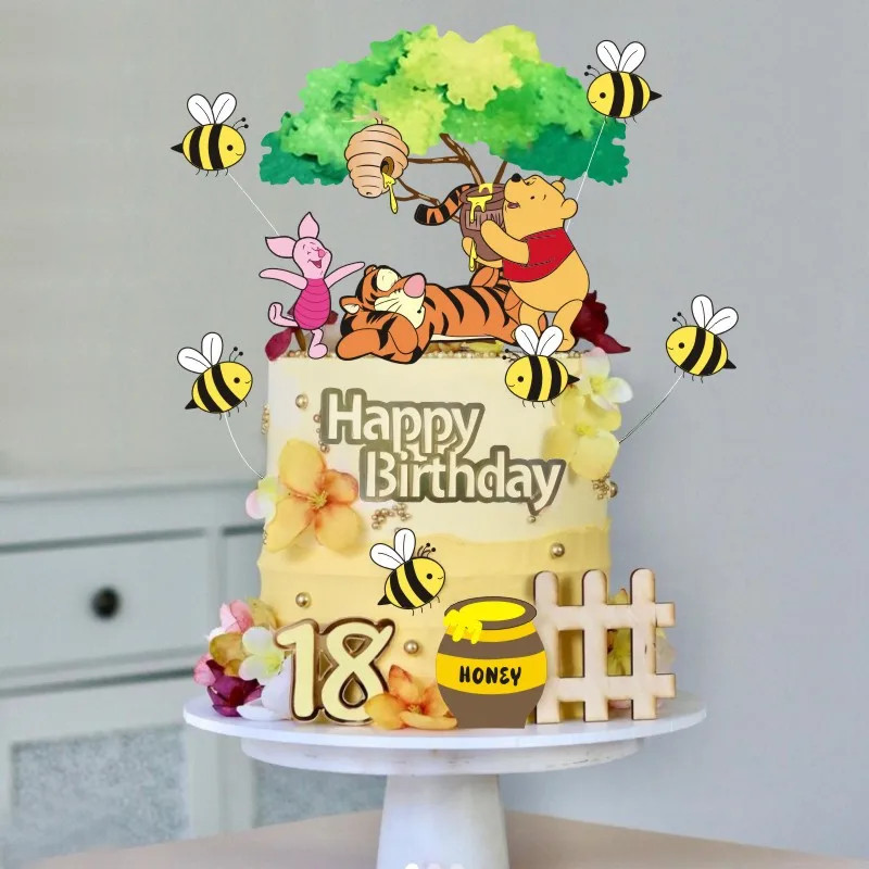

Disney Winnie the Pooh Cake Topper Girls Cartoon Happy Birthday Cake Decor Party Supplies for Kids Birthday Baby Shower Decor