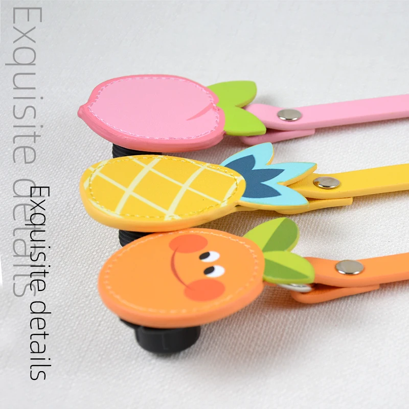 New  Long O bag Pu leather Handles with funny cartoon fruit drops strawberry orange Flat PU Belt attachments for EVA obag Body