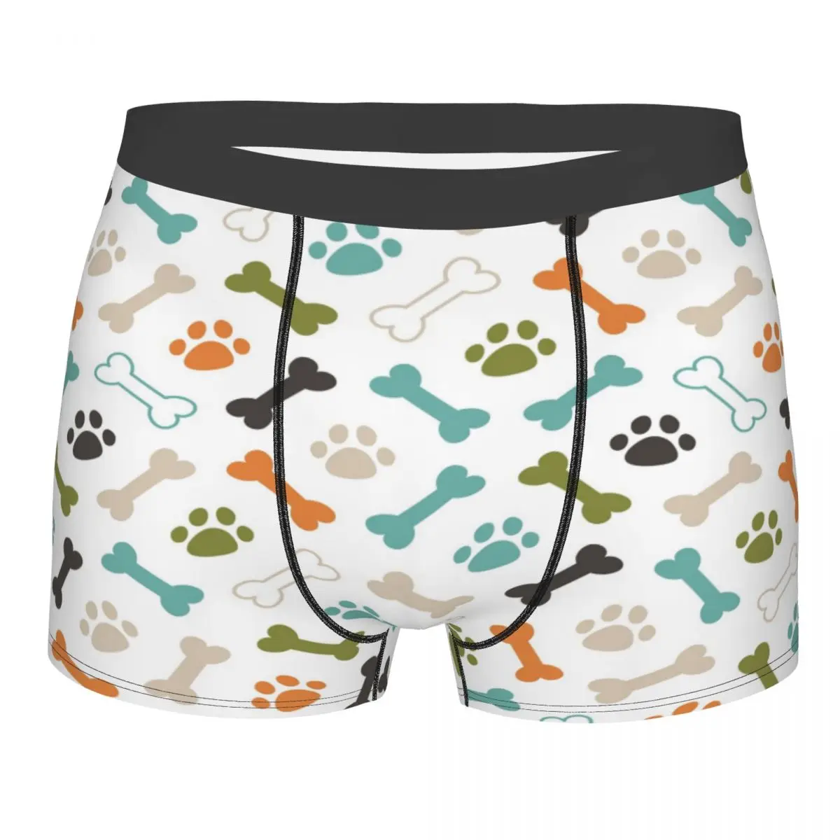 

Men's Underwear Underpants Colored Cat Paw Dog Footprint And Bones Pattern Men Boxer Shorts Elastic Male Panties