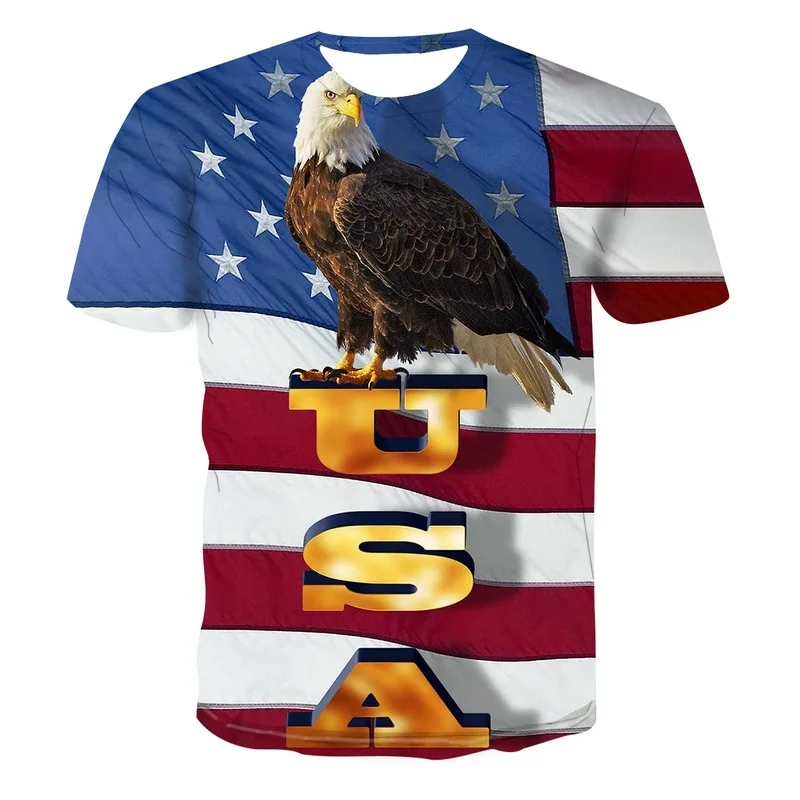 

Summer Hot Eagle Hawk T-Shirts USA American Flag 3D Print Streetwear Men Women Fashion Oversized T Shirt Kids Tees Tops Clothing