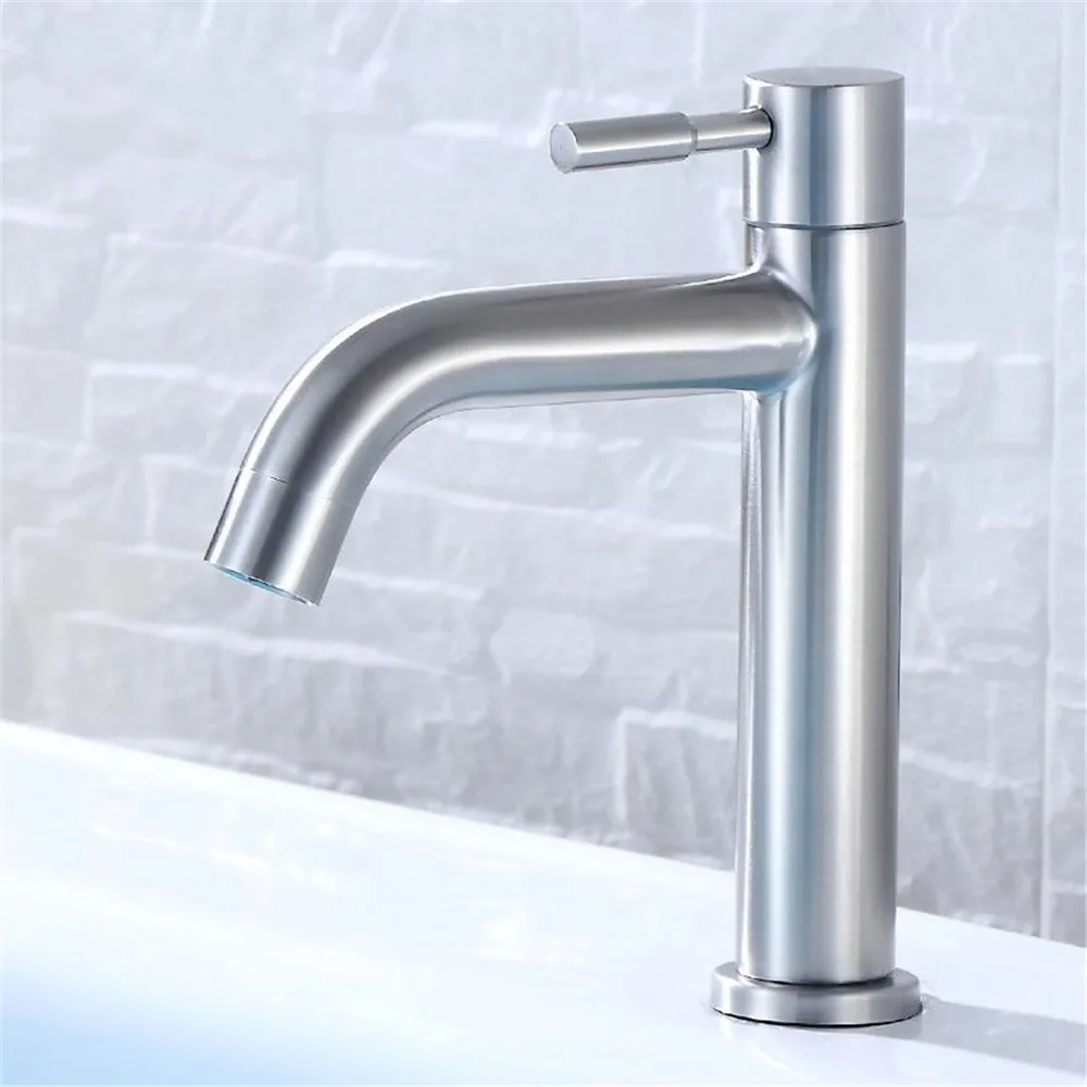 

Смеситель для раковины из нержавеющей стали, однорычажный кран для холодной воды, для ванной и кухни