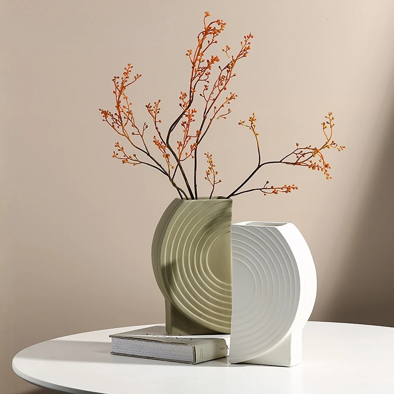 

Geometric Morandi Ceramic Vase Ornaments Ins Home Living Room Soft Decoration Entryway Flower Ware