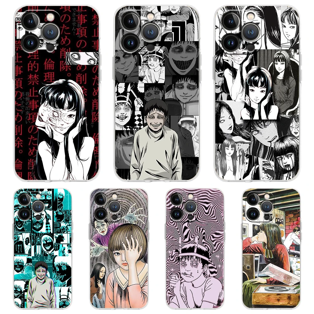 

Junji Ito Terror Horror Transparent Phone Case Cover for iPhone 14 13 12 11 Pro Max X XR 8 7 Plus SE 2020 XS Max Silicone Shell