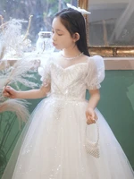 puffy sequin mesh ball gown girl party dresses kids layers flower girl dresses glitter princess dress new year birthday