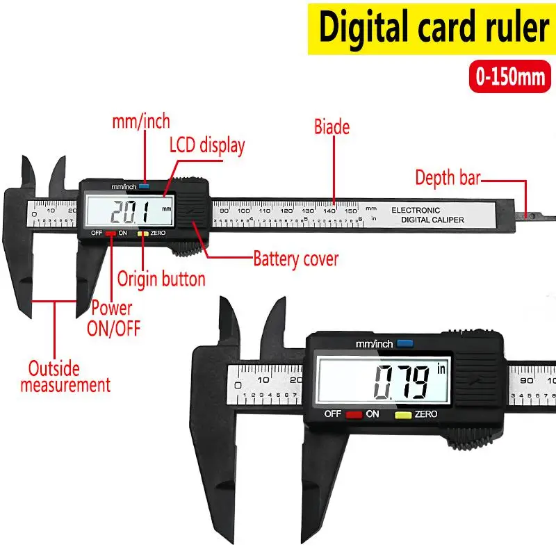 

0-100mm 0-150mm Caliper 6 pollici LCD Elettronico Digitale Compasso A Nonio Micrometro Strumento di Misura