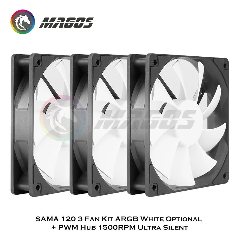 

SAMA 12cm Case Fan Kit ARGB PC CPU Cooling Fan With PWM Hub 1500RPM Ultra Silent 3pcs