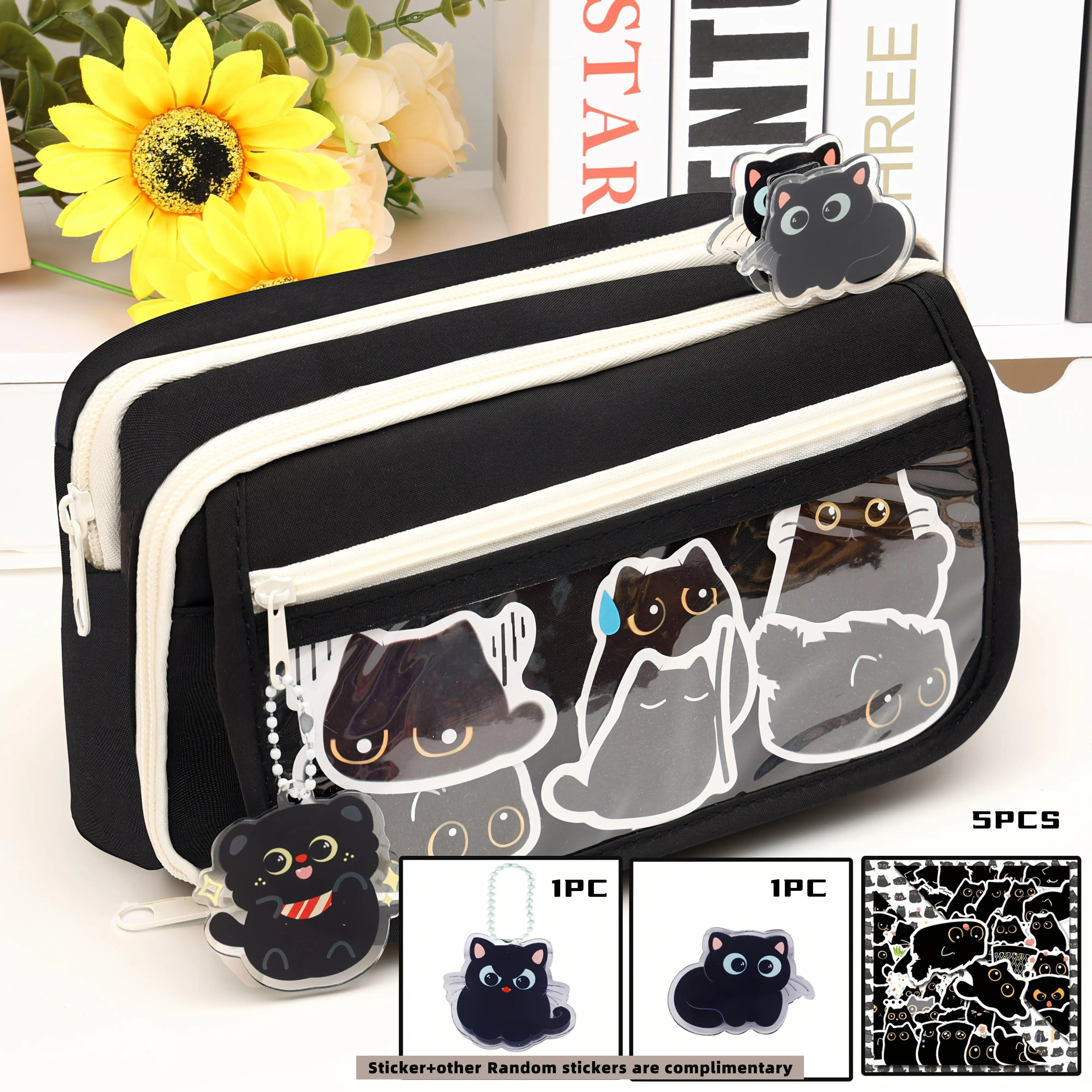 

Набор пеналов из оксфорда с дизайном черной кошки