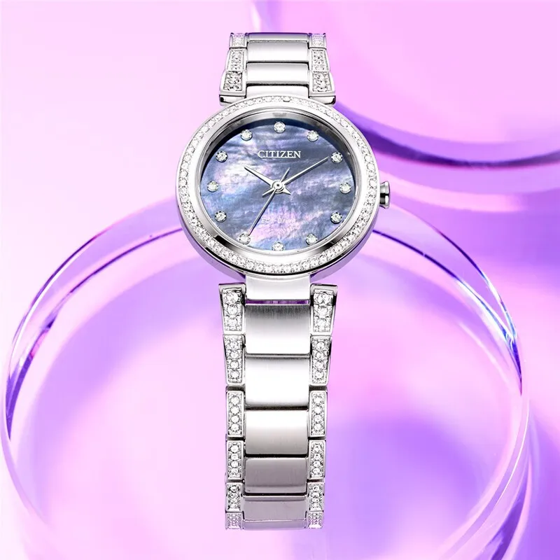 Часы CITIZEN женские японские часы водонепроницаемые из нержавеющей стали Eco-Drive