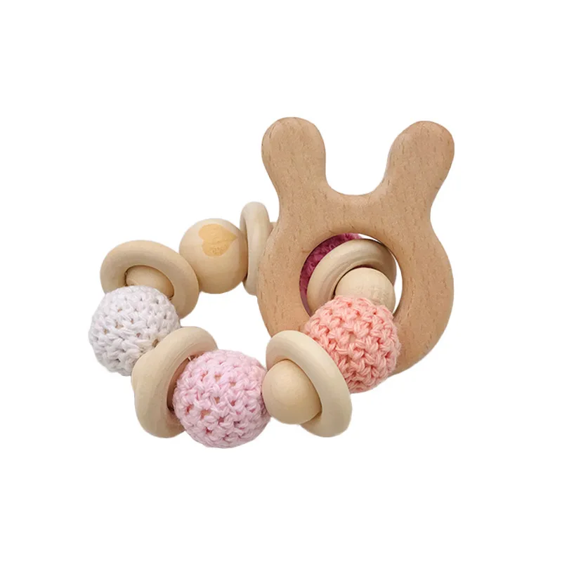 

Baby Teether Molar Ornaments Toy Wooden Bracelet Baby Molars Toy Diy Woolen Wooden Beads Wooden Play Gym M