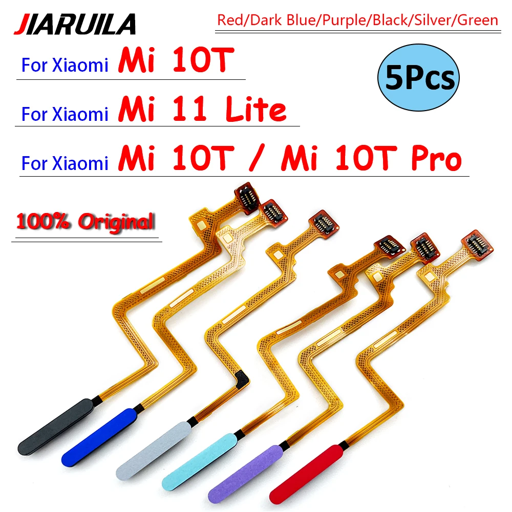 

5Pcs，100% Original Home Button Fingerprint Menu Return Key Sensor For Xiaomi Mi 11 Lite 10T Pro Fingerprint Scanner Flex Cable