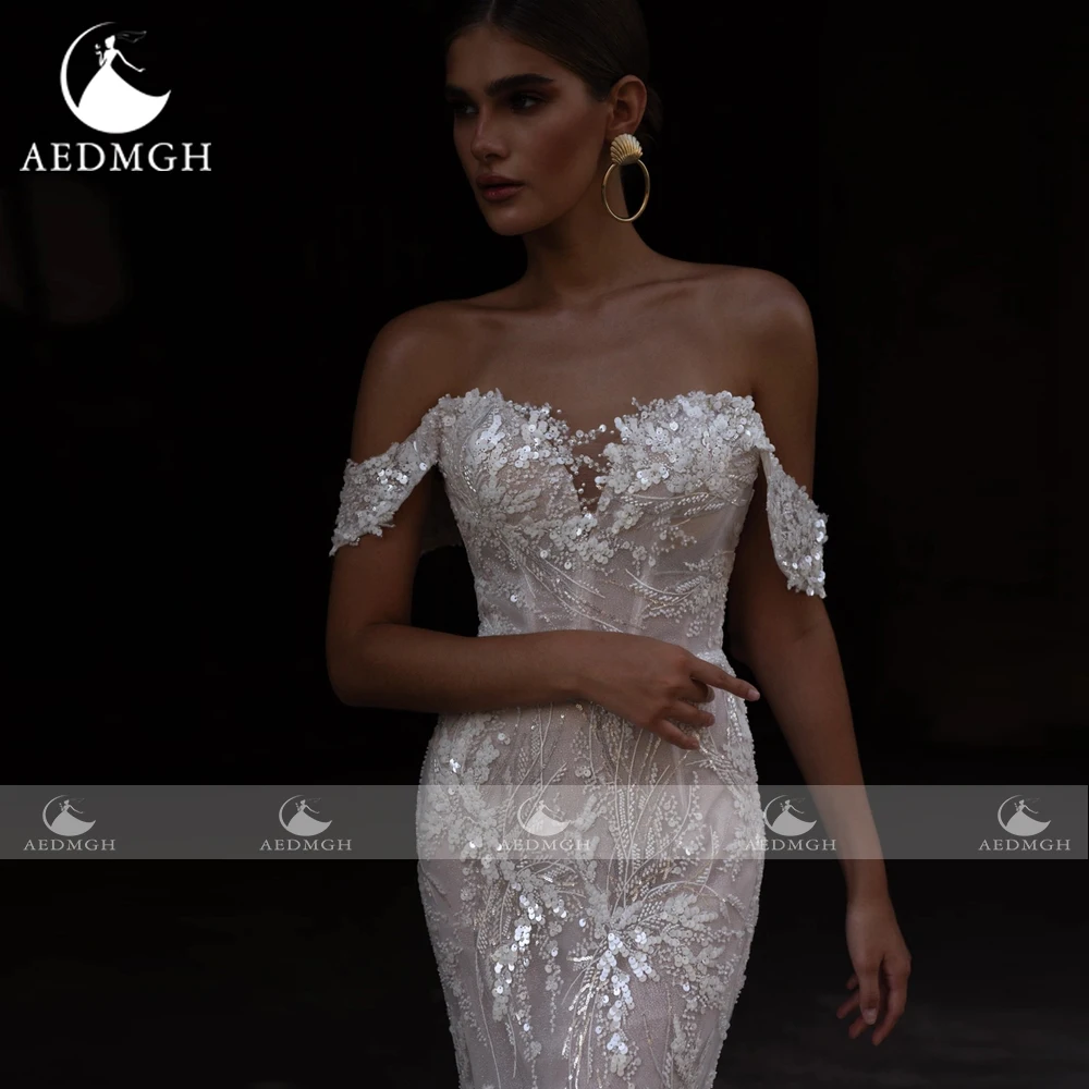 Aedmgh Русалка Сексуальные свадебные платья Милая с открытыми плечами Vestido De Novia