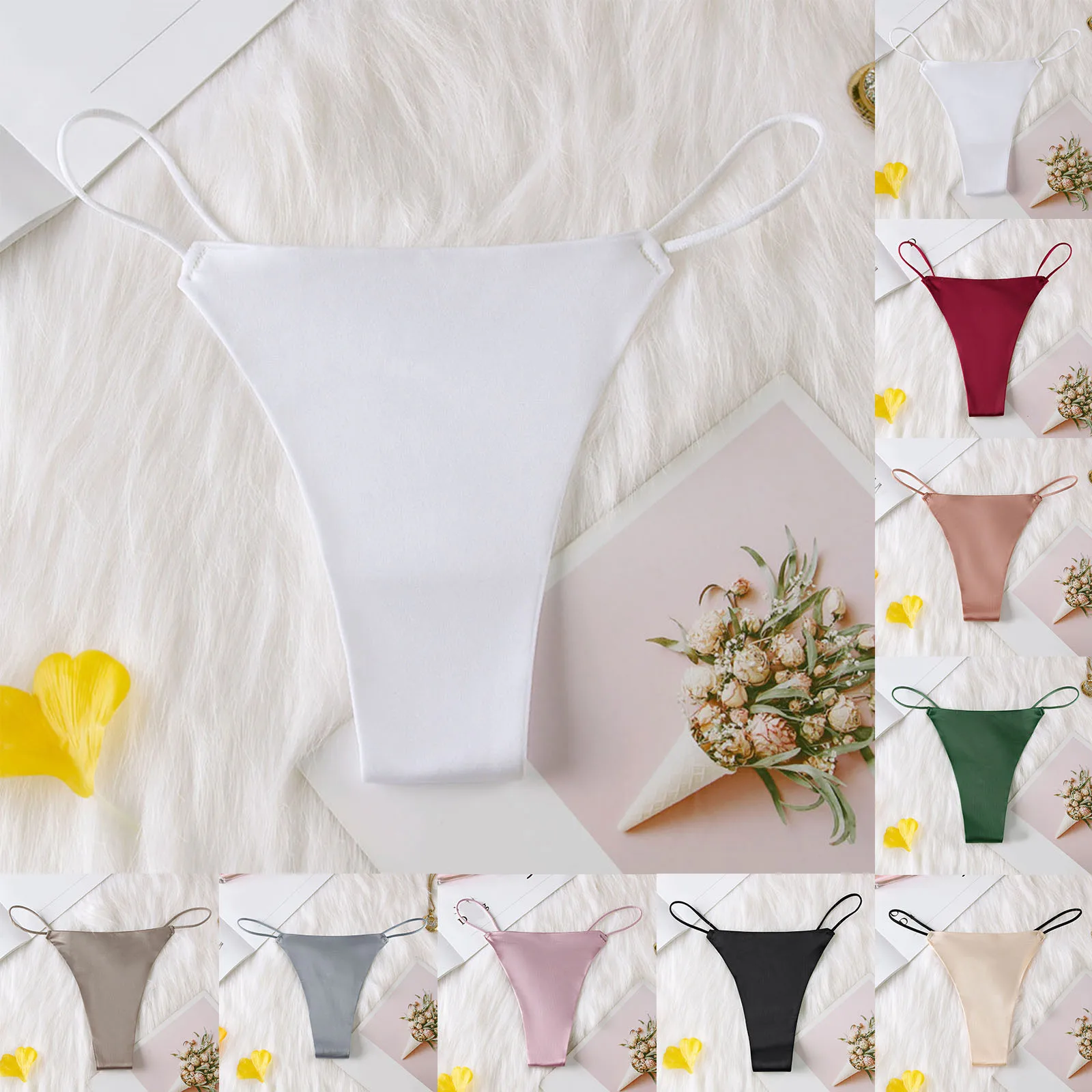 

Бесшовное пикантное нижнее белье с низкой талией стринги женские модные однотонные стринги дышащие тонкие удобные трусики бикини для плав...