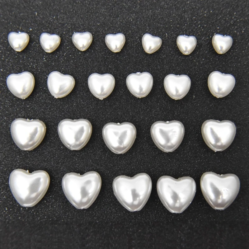 

517F 100Pcs/set ABS Pearl Spacer Beads Heart Shaped Plastic Loose Beads for Jewelry Making Bracelets Necklaces 6/8/10/12mm