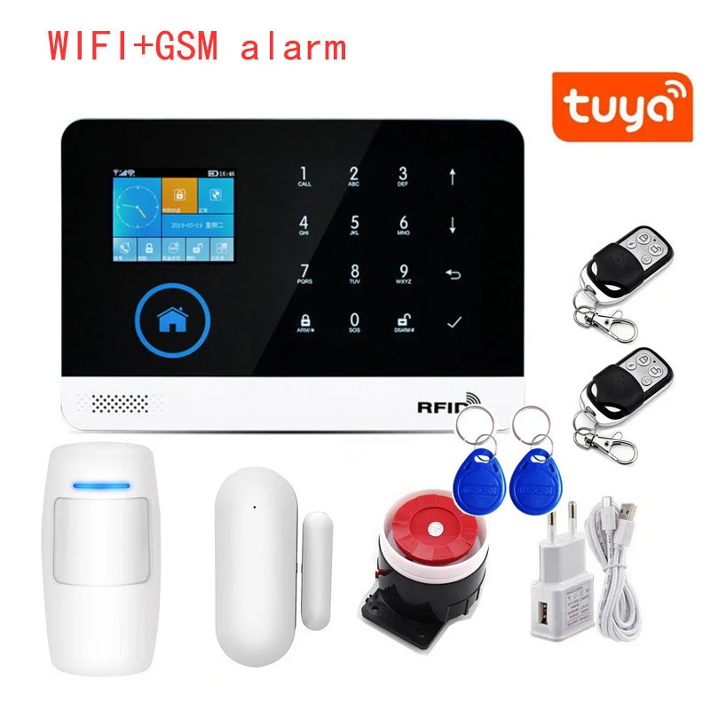 Wifi GSM Security Monitor Mobile Tuya APP Intelligent Alarm System for Home Burglar Safety Wireless Remote Control Smart Siren