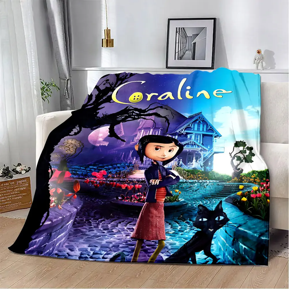Анимационное одеяло Coraline с принтом одеяла для пикника теплое мягкое и удобное