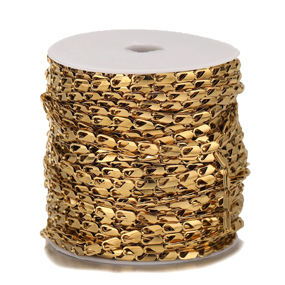 

1 Meter Gold Stainless Steel Hollow Clasp Chains Findings for DIY Necklaces Bracelet Jewelry Gifts Making Accessories Bulk