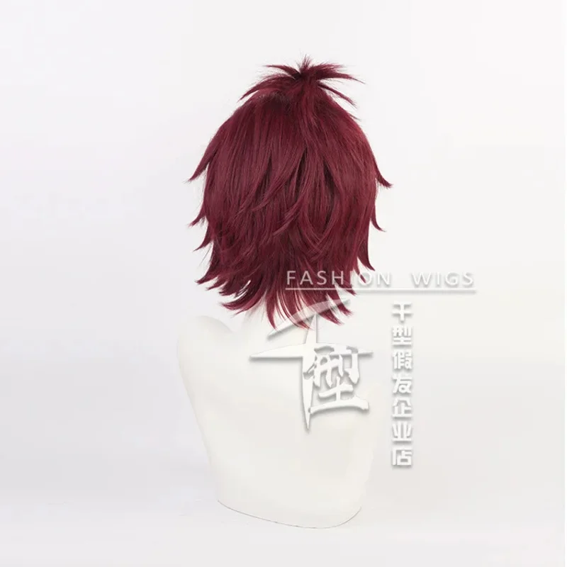 Ансамбль Звезд Косплей Исара Мао Парик Trickstar Темно-красный Короткая Средняя
