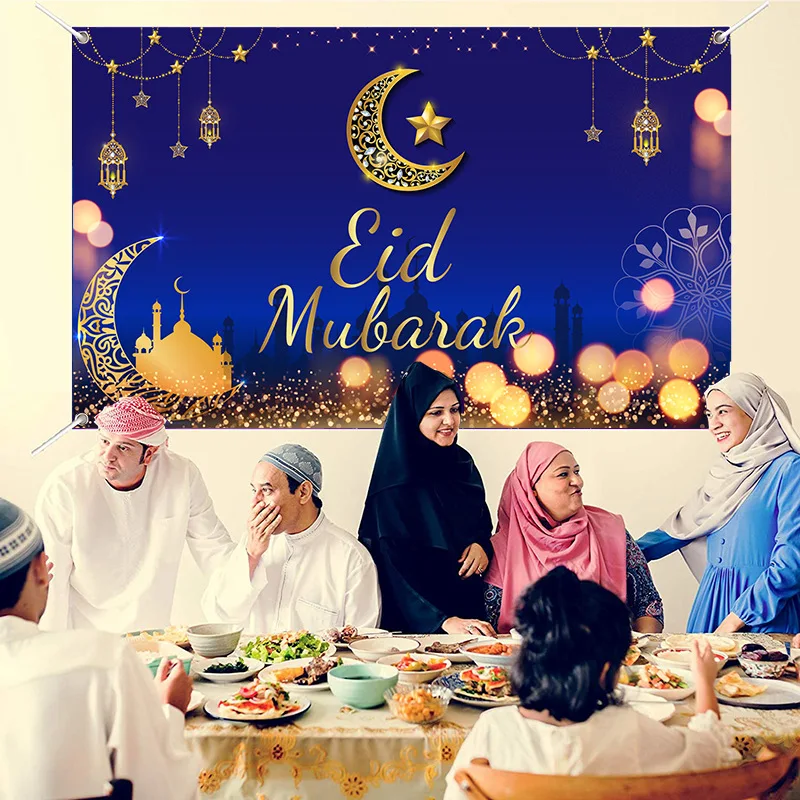 

2022 Ramadan Festival Party Carnival Family Party Decorative Tapestry Time Door Curtain Muslim Eid Mubarak Wall Carpet Decor