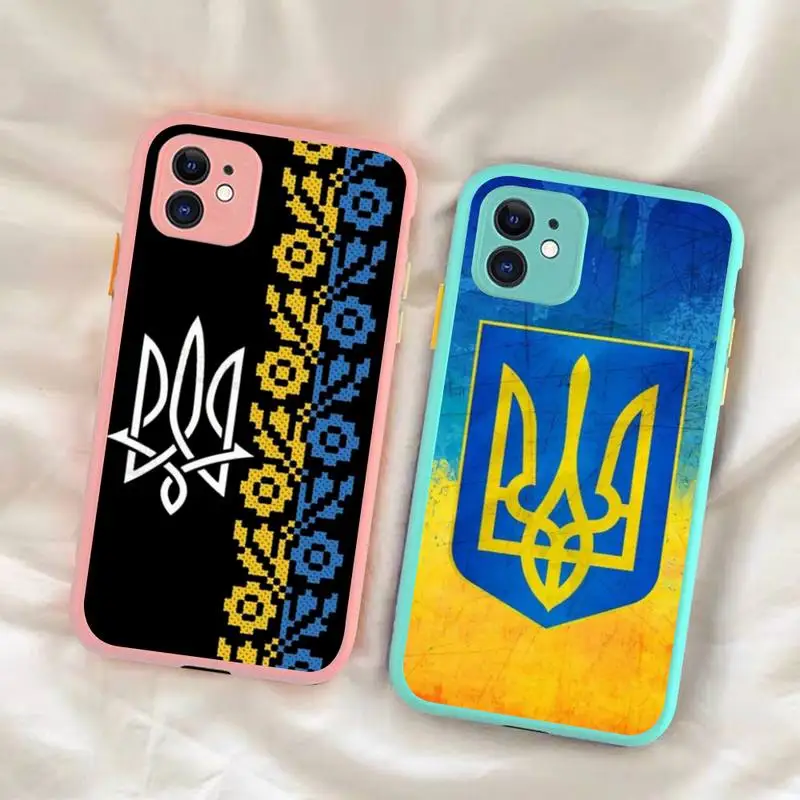 

Ukraine Flag Pattern Phone Case for iPhone 14 11 12 13 Mini Pro Max 8 7 Plus X XR XS MAX Translucent Matte Cover