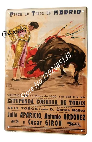 

Cartel de estaño World Tour Madrid Bullfight torero cartel placa de Metal 8x12 farmhouse metal decor