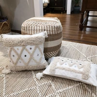 nordic handmade tassel tufted cushion cover creative geometric pattern pillow case for sofa living room bedroom 45x45cm30x50cm