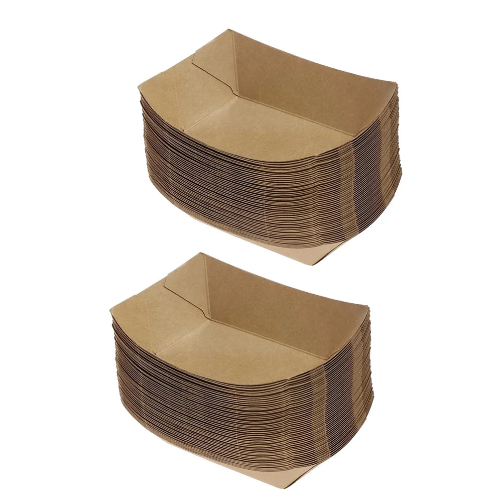 

50 Pcs Disposable Platters Kraft Paper Snack Plates Party Gathering Food Tray Eco-friendly Packing Case