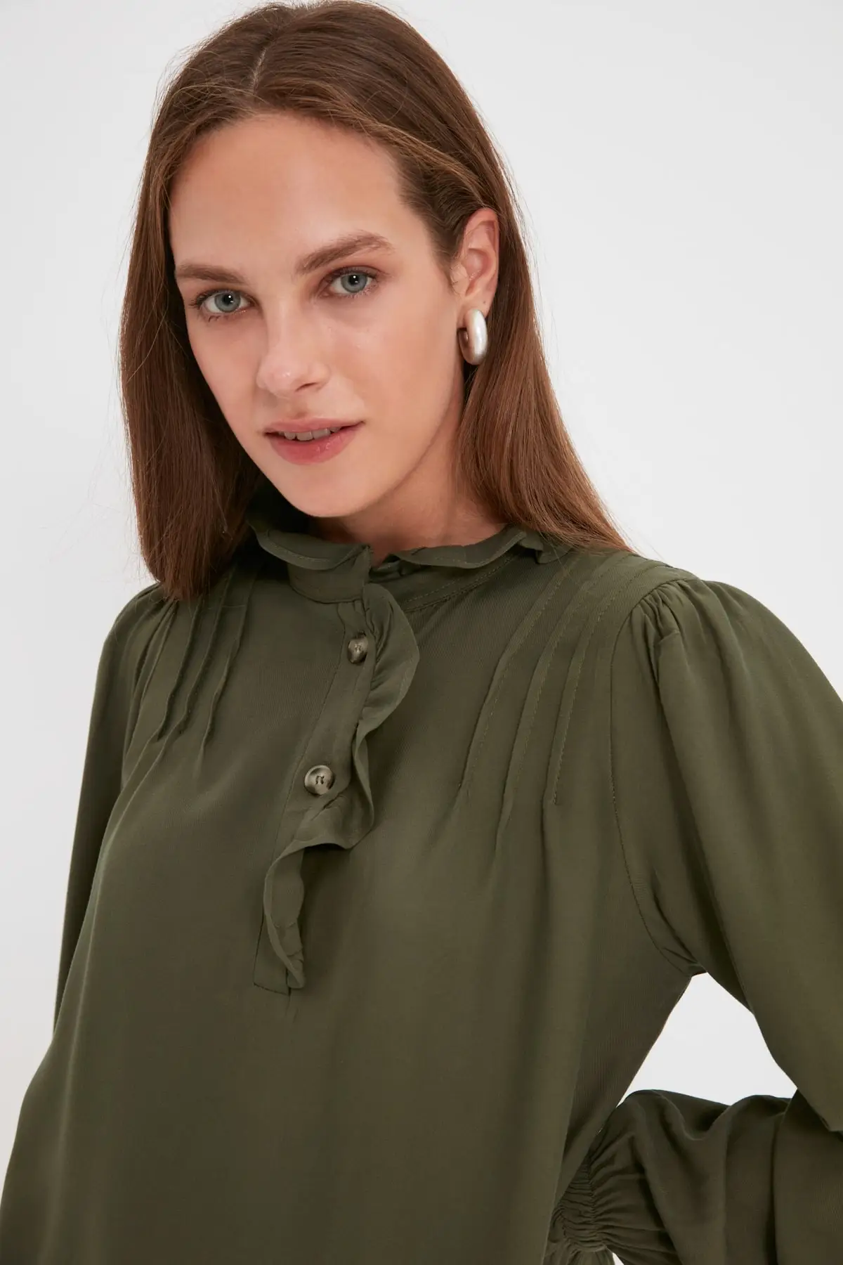 

Trendyol Sheer Neckline Ruffle Detail Tunik TCTAW22UK0222