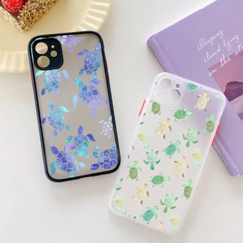 

turtle cute animal cartoon Phone Case matte transparent For iphone 7 8 11 12 13 plus mini x xs xr pro max cover