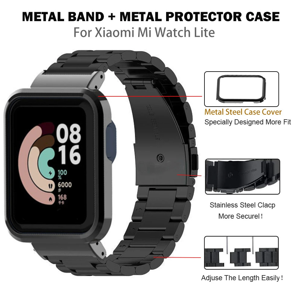 Screen Film+ Watch Strap For Xiaomi Mi Watch Lite /Redmi Watch 2/2 Lite Metal Protector Case Bracelet belt For Mi Watch Lite