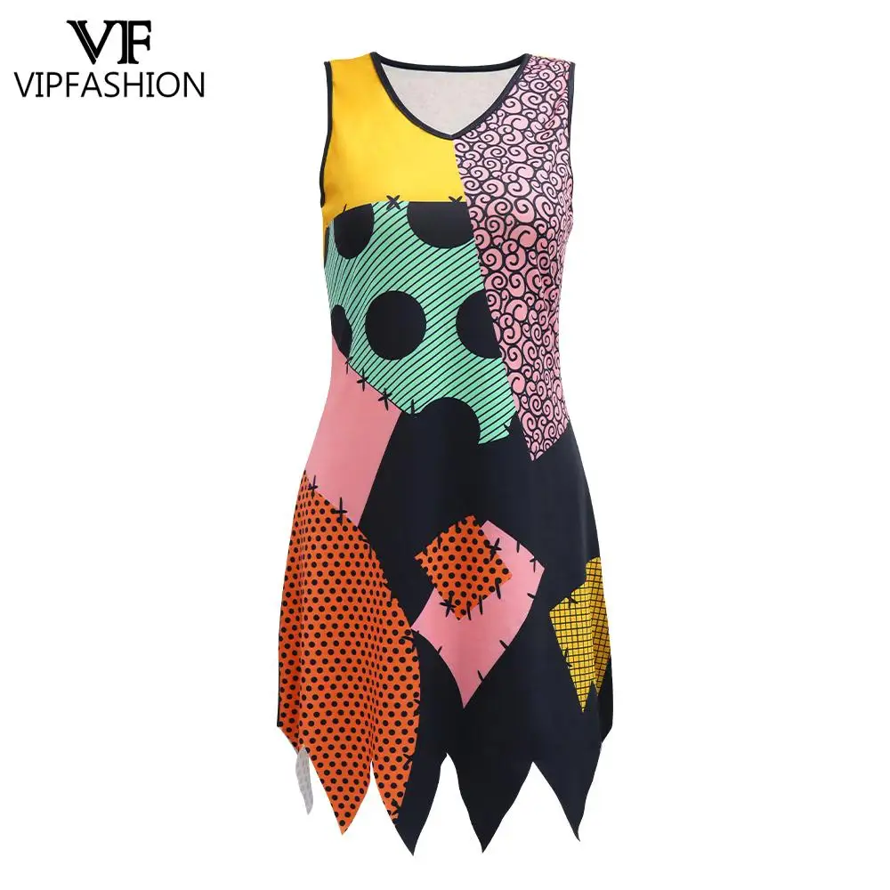 VIP модный необычный костюм Салли для женщин нерегулярные лоскутные платья