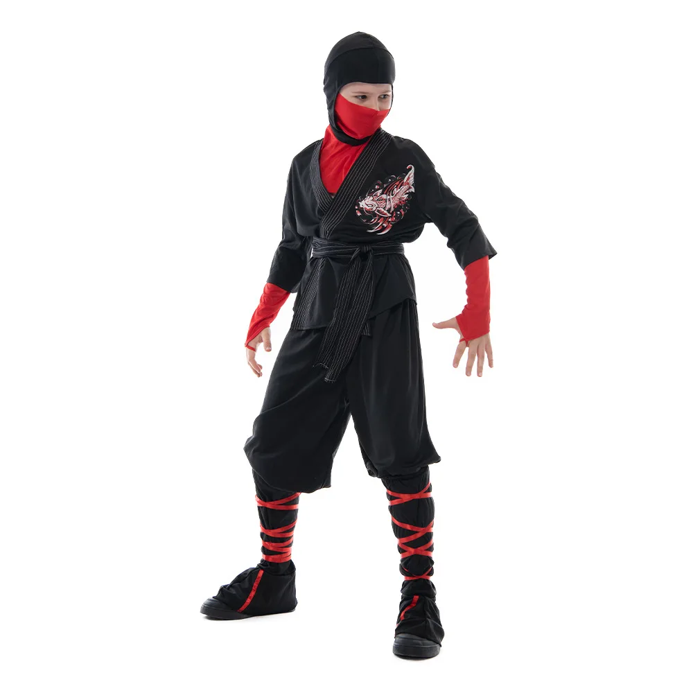 

Boys Halloween Japanese Traditional Ninja Costumes Kids Children Warrior Anime Cosplay Carnival Purim Role Show Play Party Dress