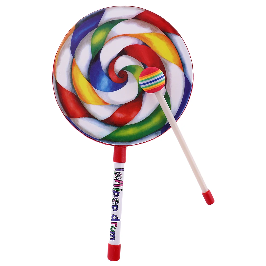 

Baby Kids Colorful Lollypop Hand Drum Educational Music Learning Toy