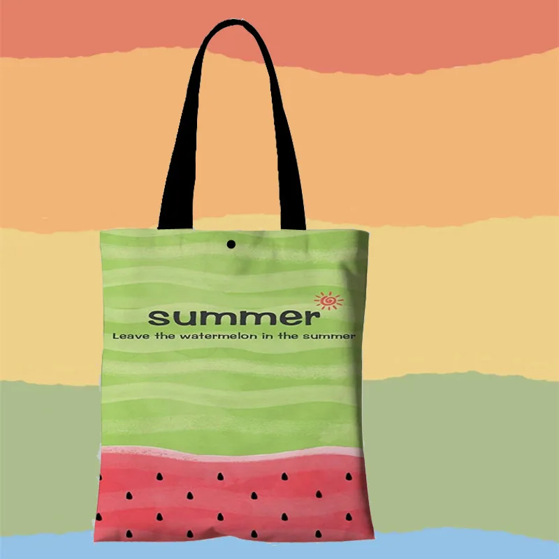 

DICHOS summer watermelon printing hand bags for women girls large capacity canvas Totebag fashion female shopping bags