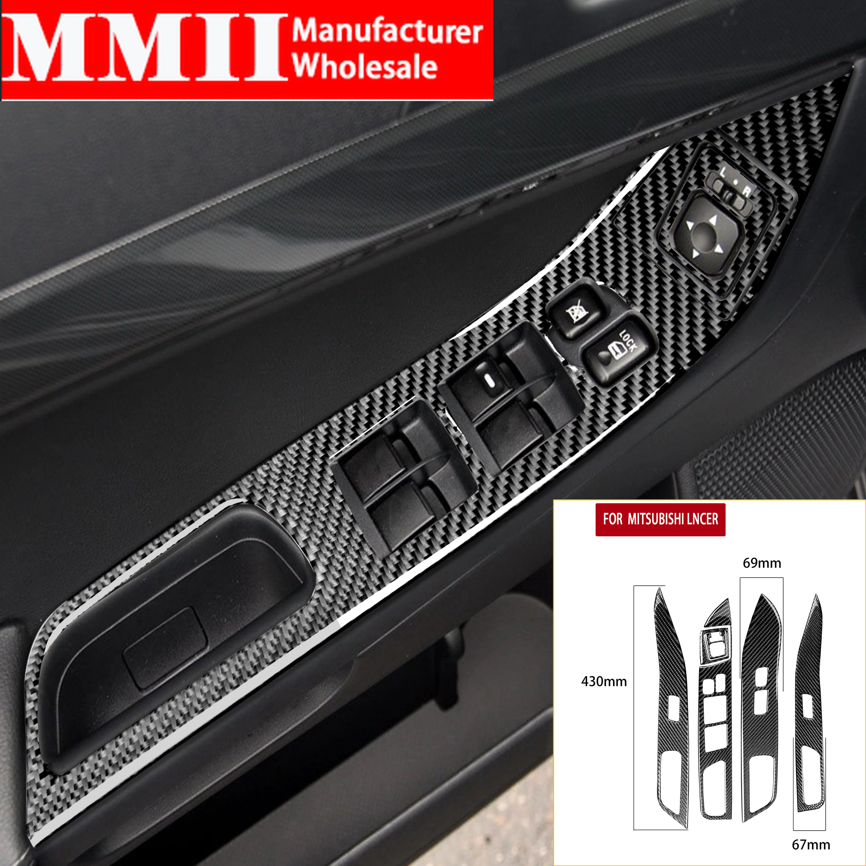 

Carbon Fiber Sticker For Mitsubishi Lancer EVO X MR 2008-2015 Car Power Window Lift Switch Panel Door Button Trim Cover LHD RHD