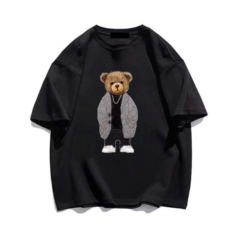 

Luxury Brand Men Owersized T-shirt High Quality Cotton Letters Bear T Shirt Print Summer Unisex Fashion Short Sleeve Casual Top
